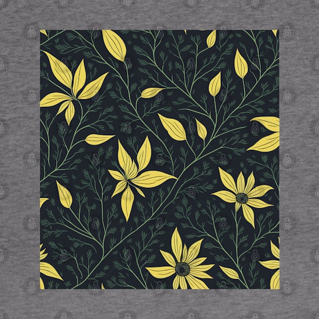 Yellow black-eyed susan flowers pattern by webbygfx